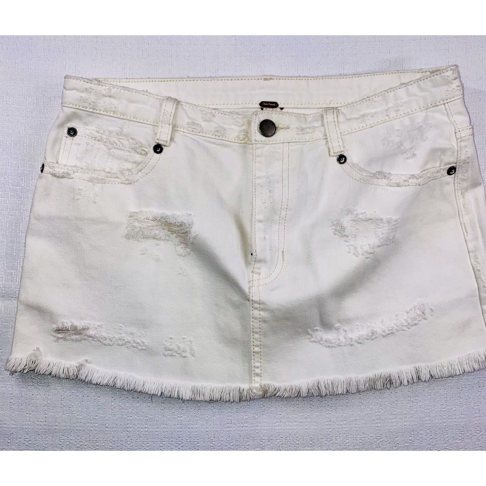 FREE PEOPLE Women's WHITE Jean Skirt Size 4 We The Free Denim
